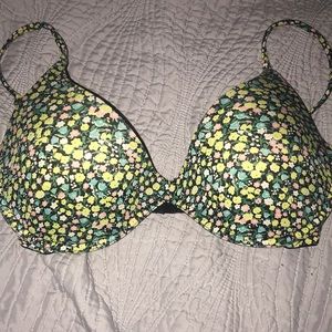 Victoria secret scoop neck bra size 36D with floral pattern on the front